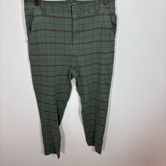 Sundance Green Plaid Cropped Linen Blend Pants NEW with tags NWT Size 10 - Picture 3 of 12